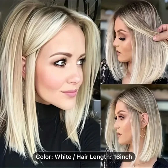 Heat-Resistant Synthetic Bob Wig - Ombre Blonde Gradient. - Picture 1 of 5